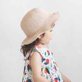 [BABYBLEE] A17520 _ Kids Beach Raffia Bucket Hat Toddler Summer Hats Kids Suncap Beach Hats, booney